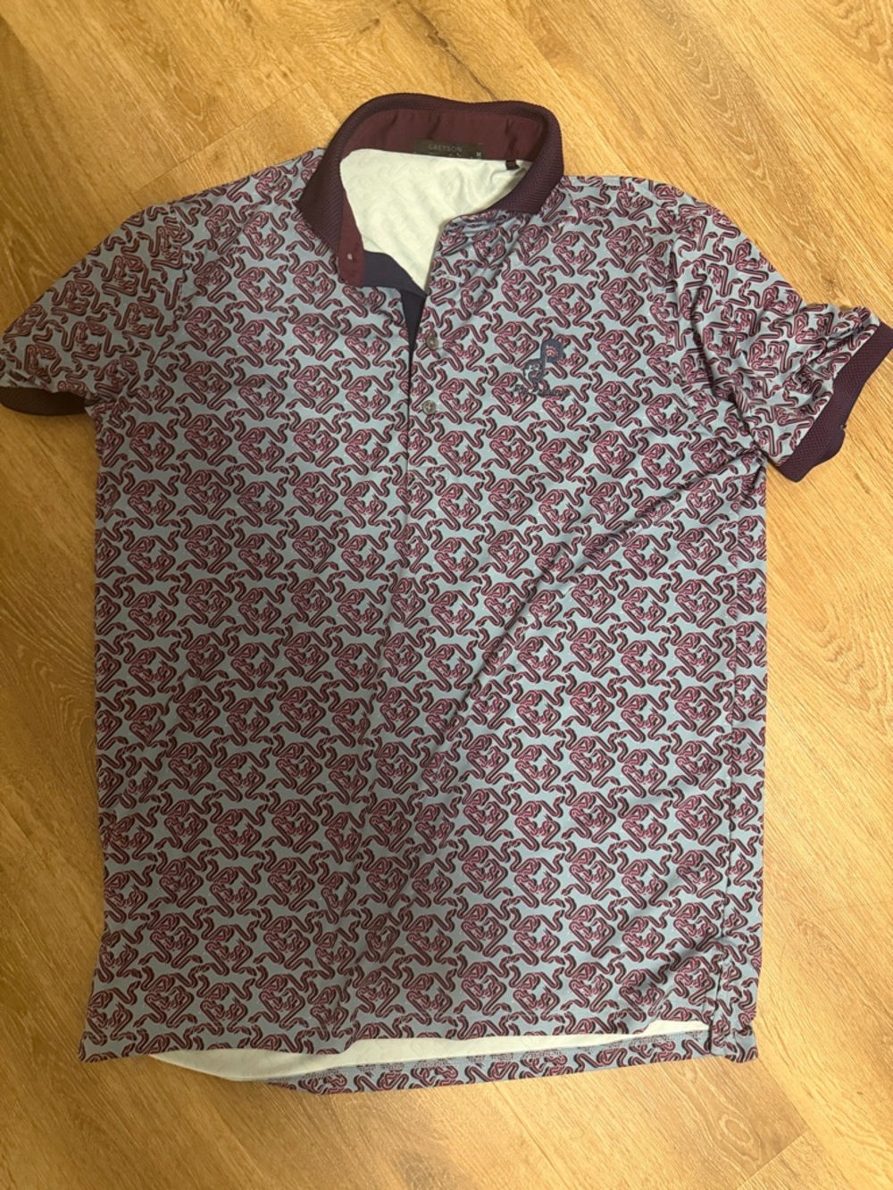 Greyson Burgundy Pattern Polo with Light Gray Base